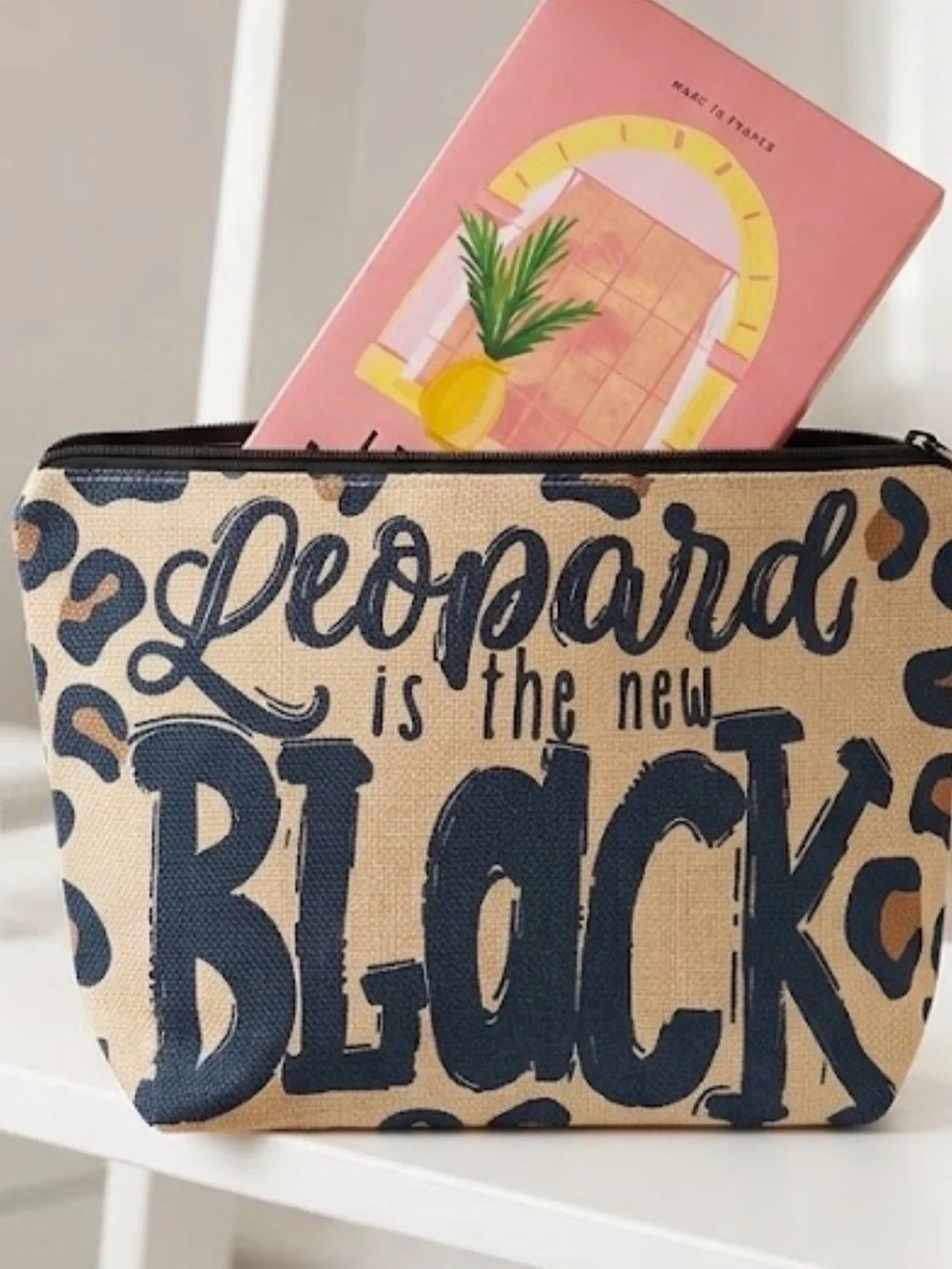 Leopard Is The New Black Canvas Cosmetic Bag & Fragrance Discovery set